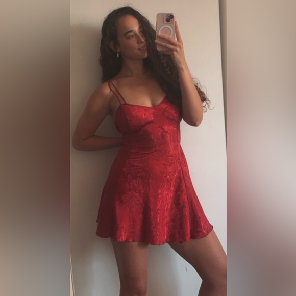 Vintage 80s Victoria’s Secret Gold Label Babydoll Floral Foil Mini Slip Dress - Picture 3 of 13